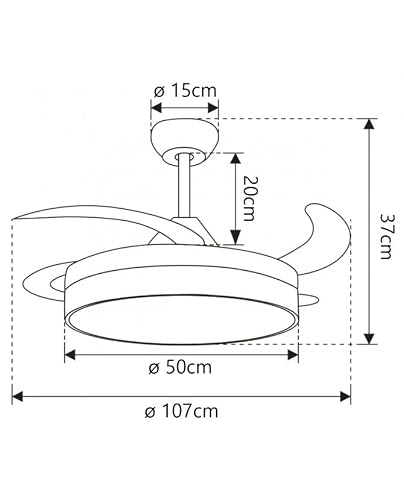 Thumbnail 1 de LEDUNI Ventilador de techo con luz LED 36W, mando y aspas retráctiles (50 cm) – Blanco