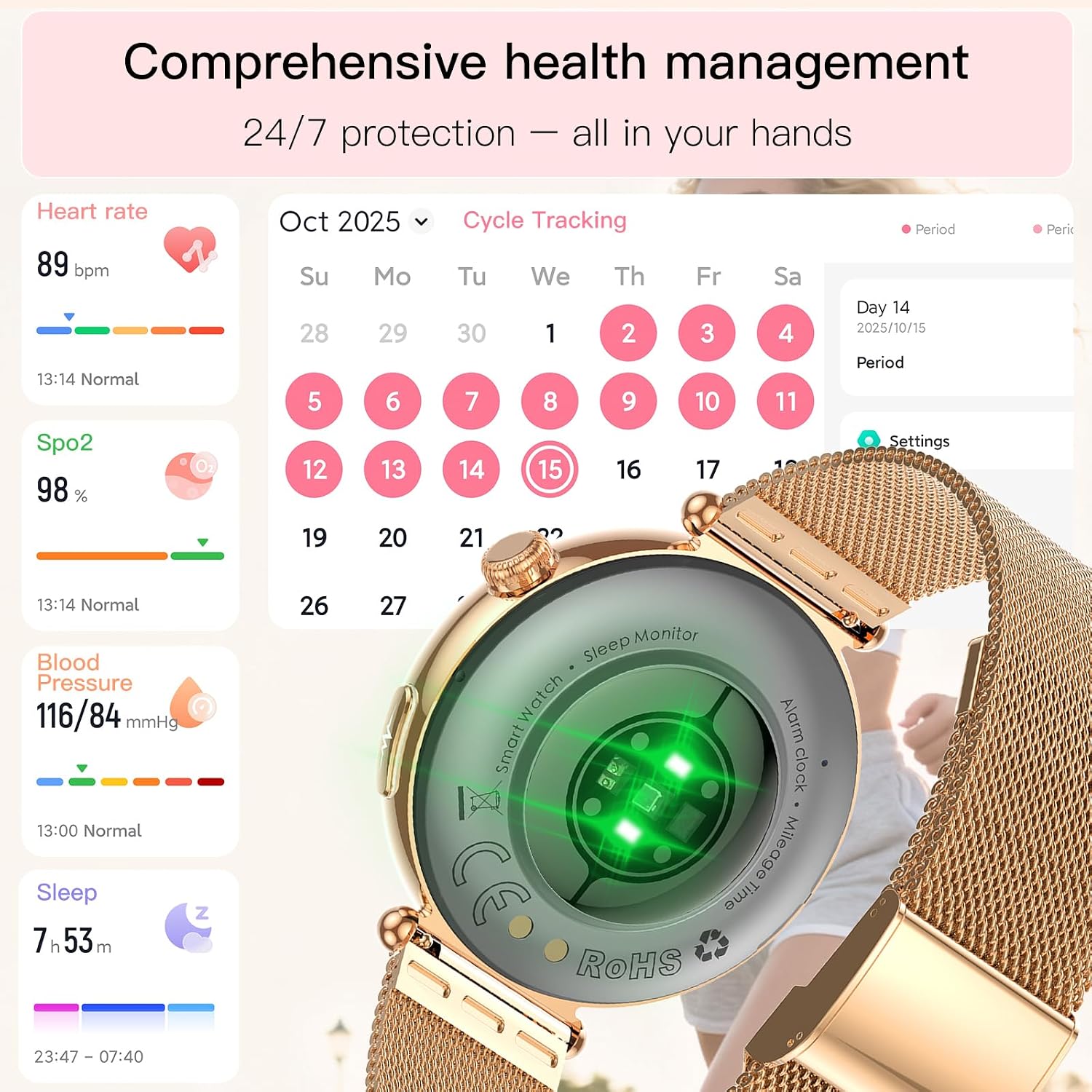 Thumbnail 3 de 2026 AI-GPT Smartwatch for Women with ECG, BP & Sleep tracking