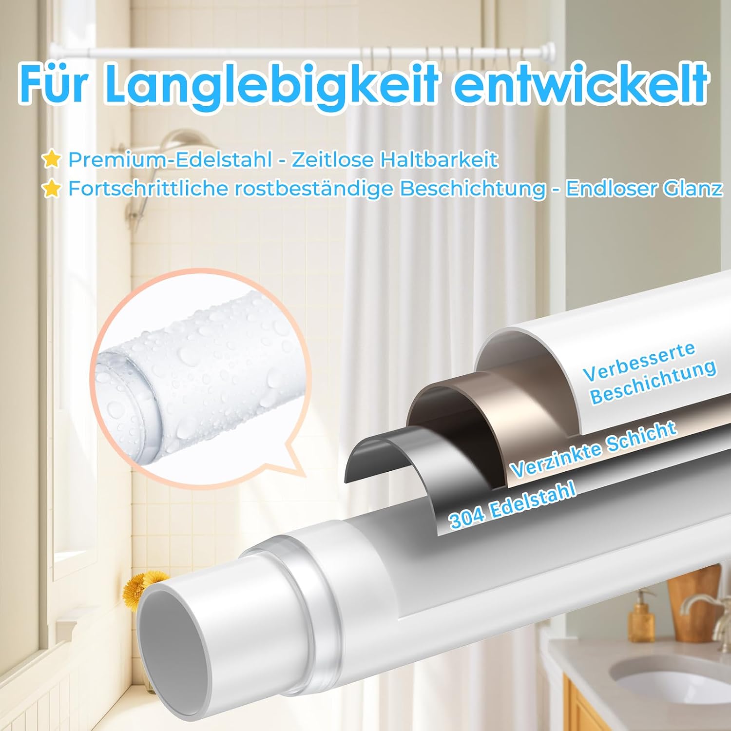 Thumbnail 5 de AIZESI Klemmstange Vorhangstange 80-195 cm