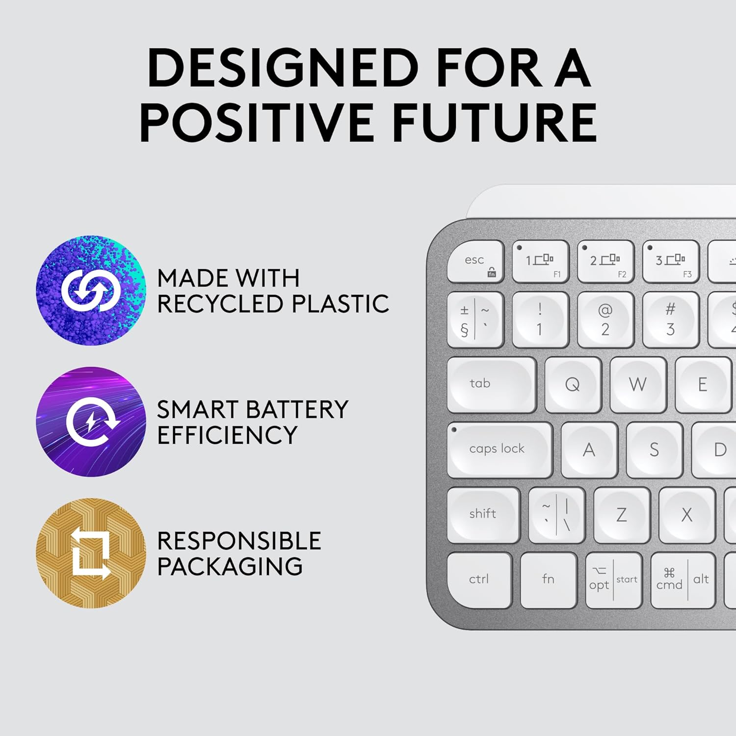 Thumbnail 6 de Logitech MX Keys Mini Wireless Illuminated Keyboard (QWERTY UK, Pale Grey) – Bluetooth, USB-C, Backlit