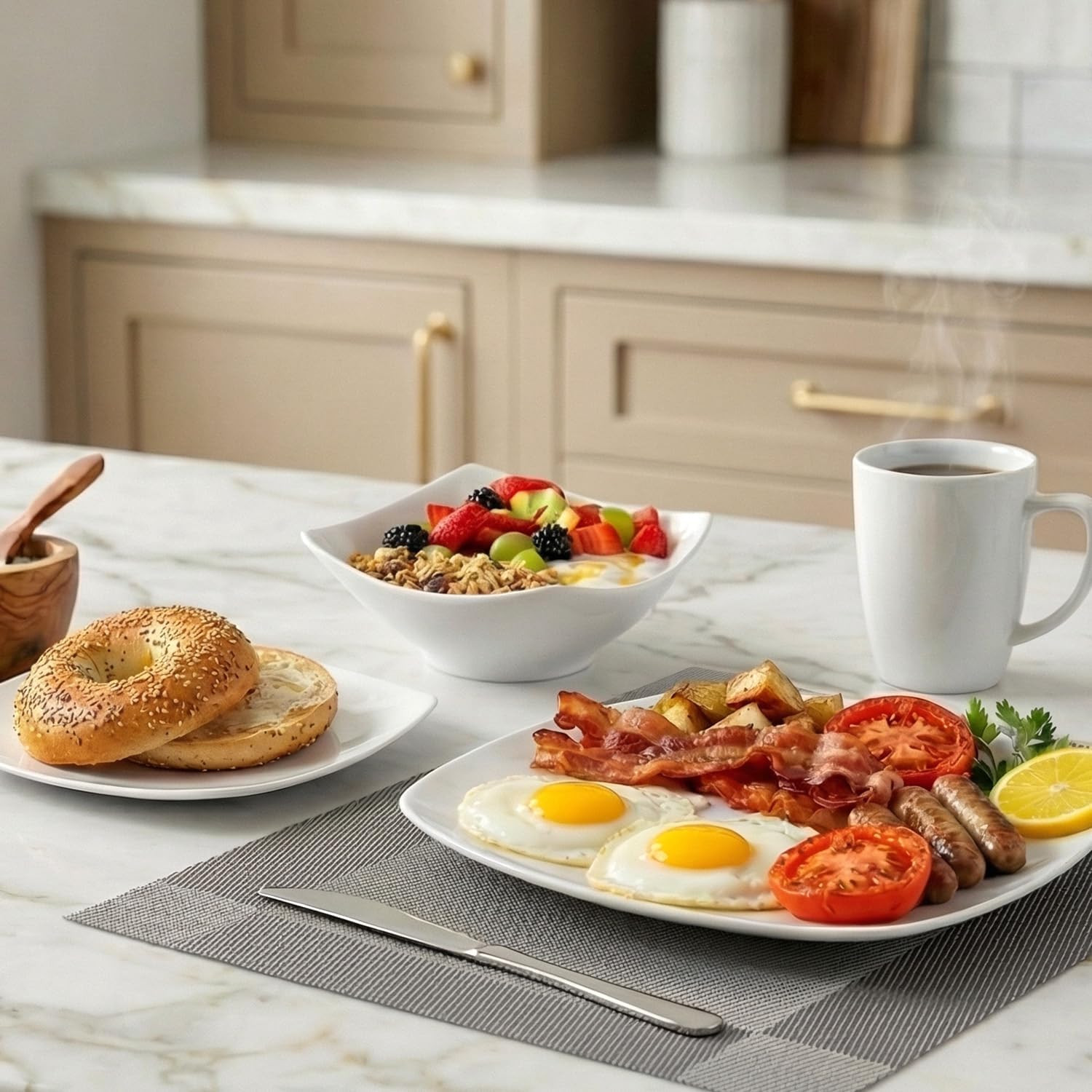 Detalle 2 de Zulay Kitchen Porcelain Dinnerware Set, 16-Piece