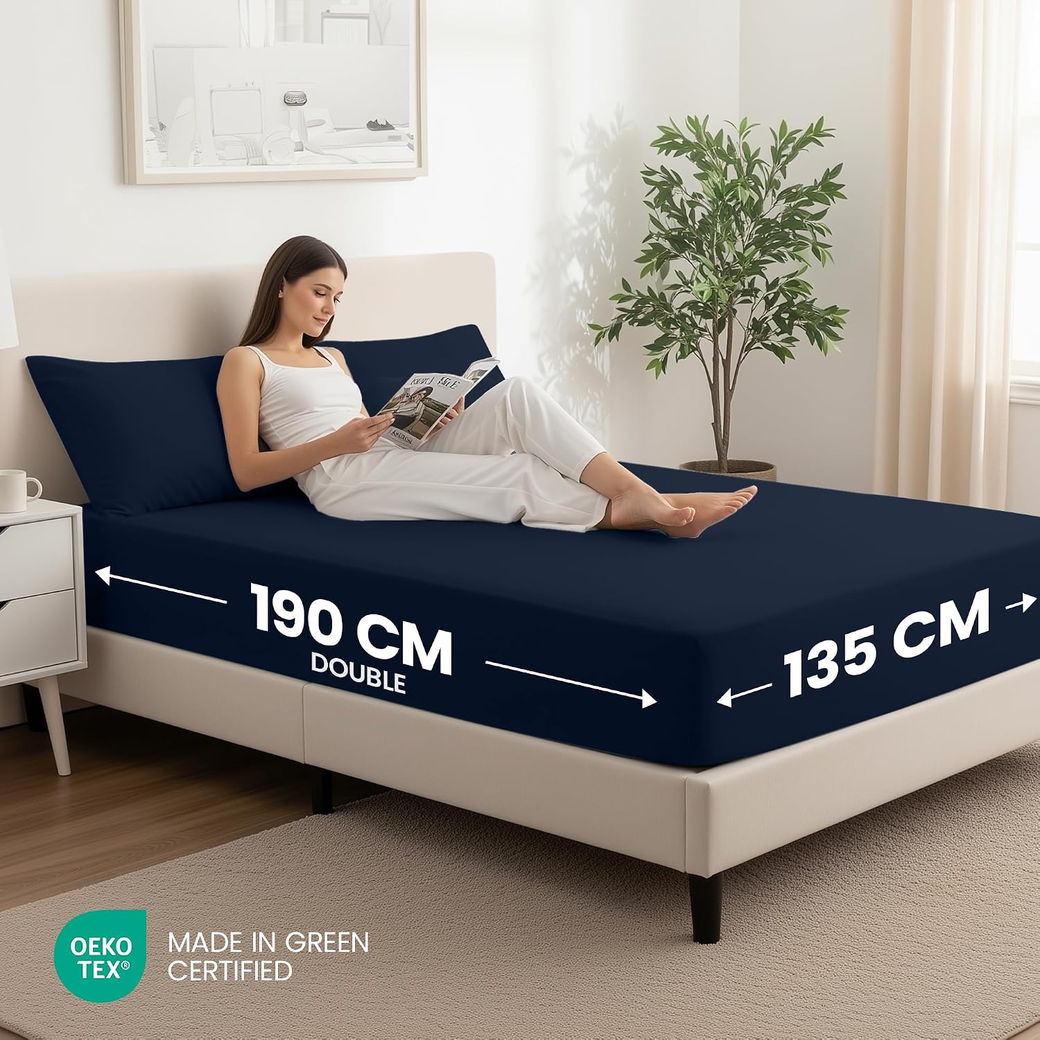 Detalle 2 de Utopia Bedding Double Fitted Sheet 14 inch