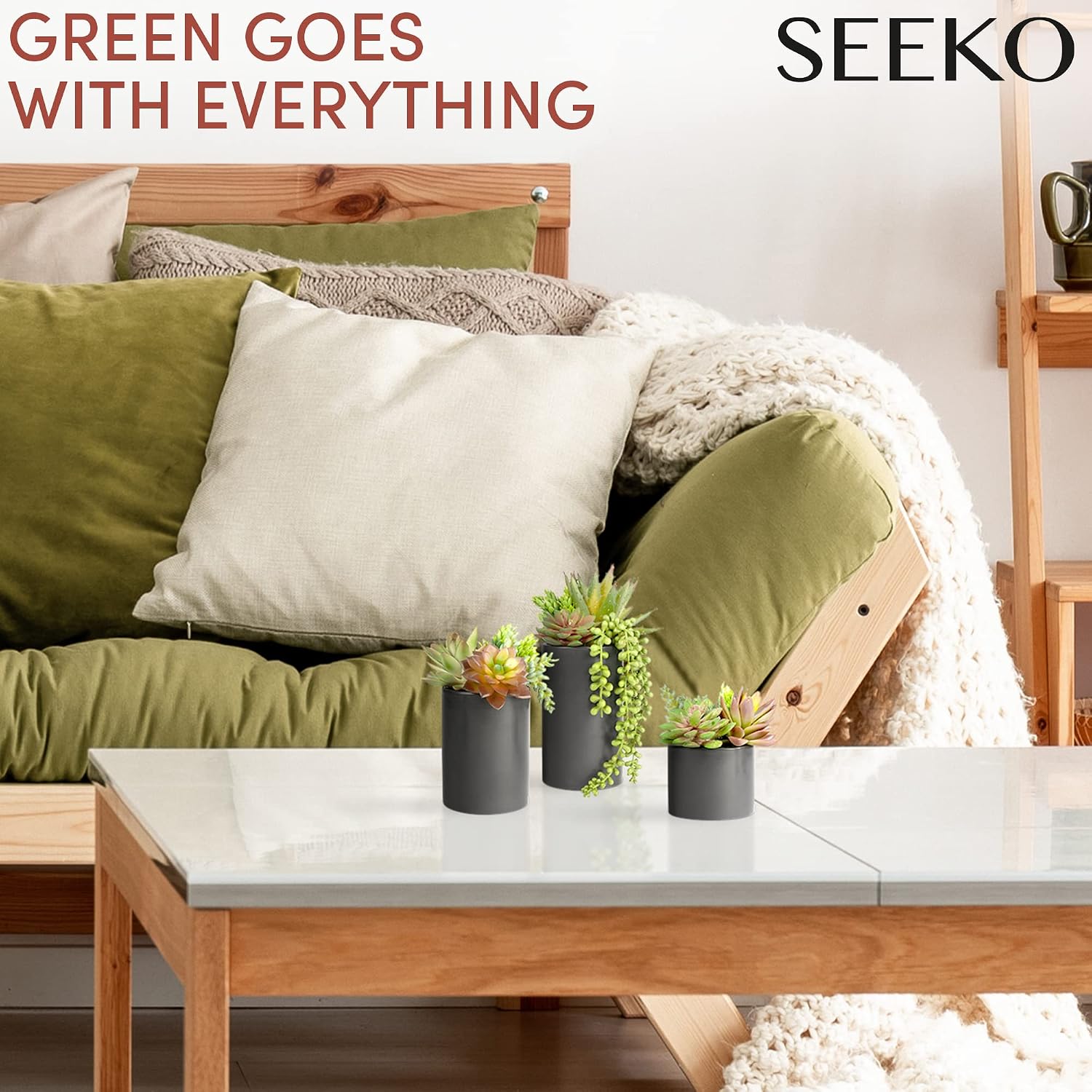 Detalle de SEEKO Artificial Succulent Plants, 3-Pack