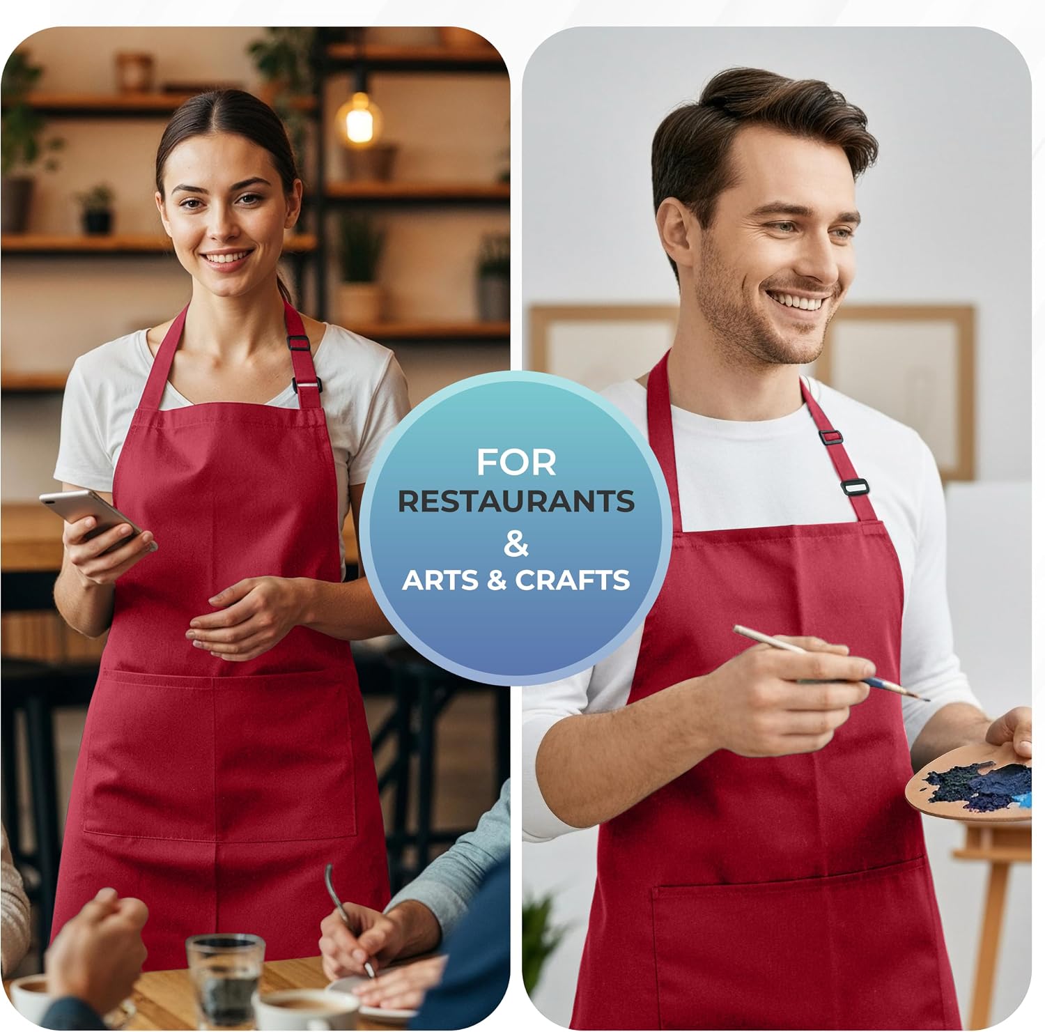Detalle 1 de Utopia Kitchen Bib Aprons, 4-Pack