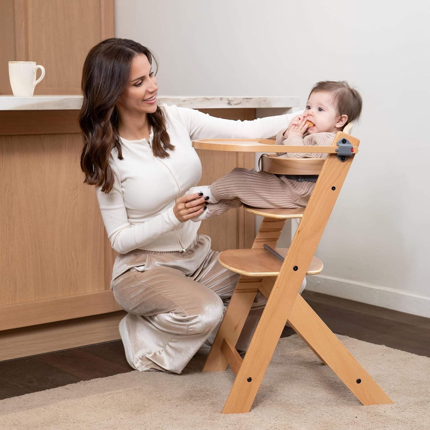 Thumbnail 6 de KikkaBoo Chaise Haute Bébé Évolutive NORDY – chaise bois de hêtre, réglable jusqu’à 35 kg