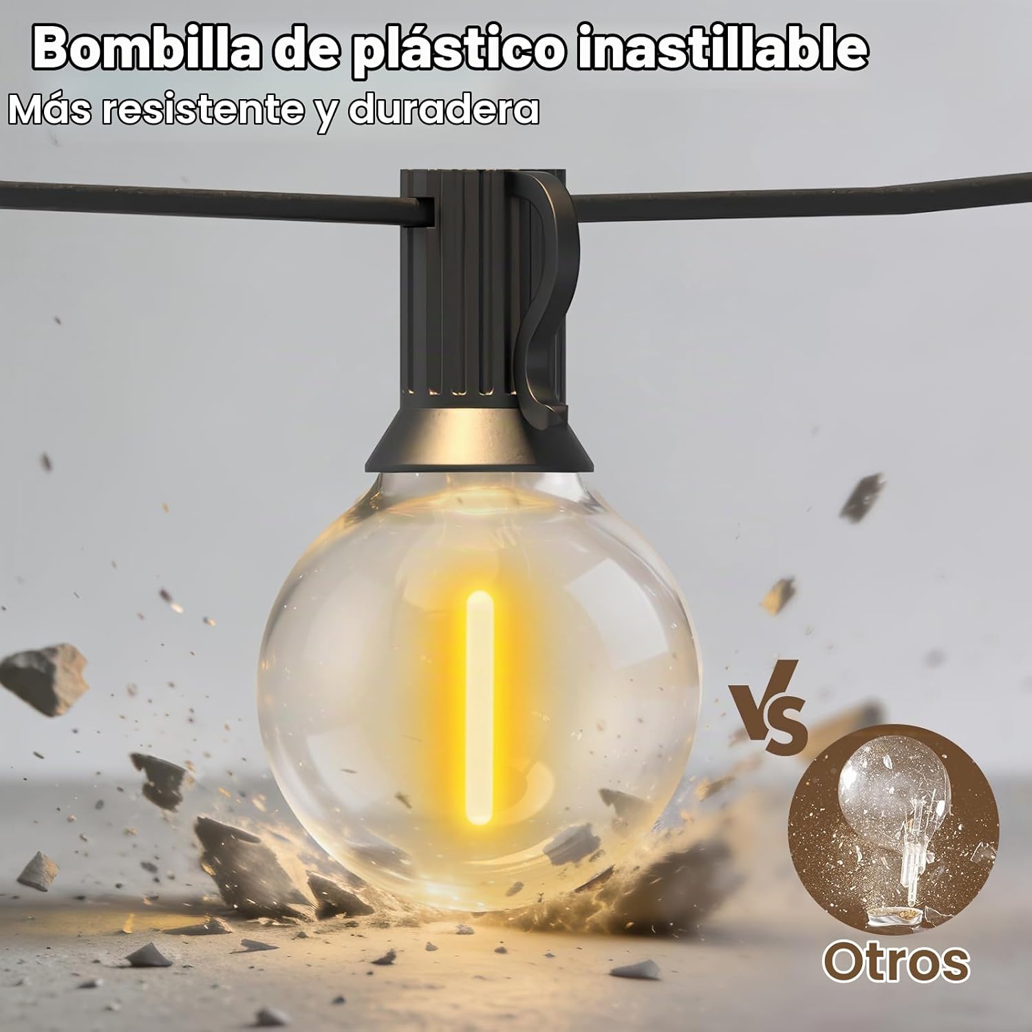 Thumbnail 5 de Guirnalda Luces Exterior 30M de BokiHuk: regulable, impermeable y con mando (50+2 bombillas) para terraza y eventos