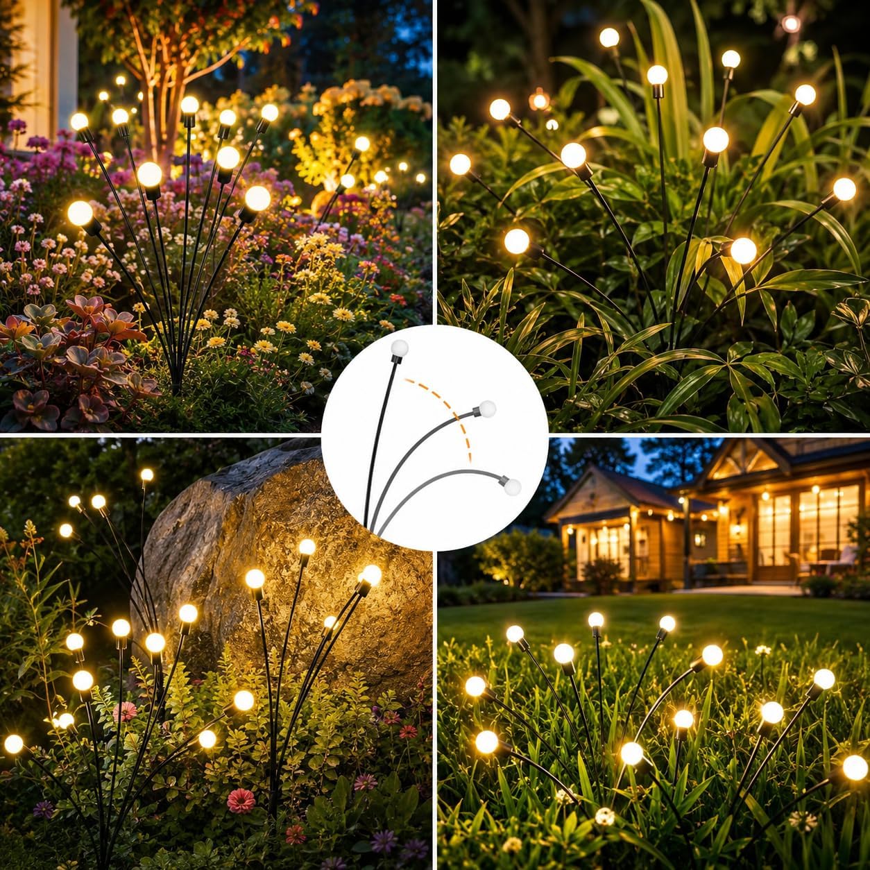 Detalle de Cnulenzt Solar Lichterkette Outdoor, 4 Stück – 10LED Gartenleuchten, IP65, Warmweiß