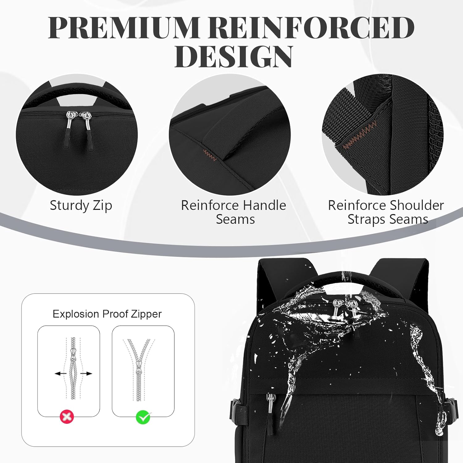 Thumbnail 5 de Hayayu British Airways Cabin Bags 55x40x20cm 44L Travel Backpack – Underseat Laptop Bag for 15.6 inch, Water Resistant