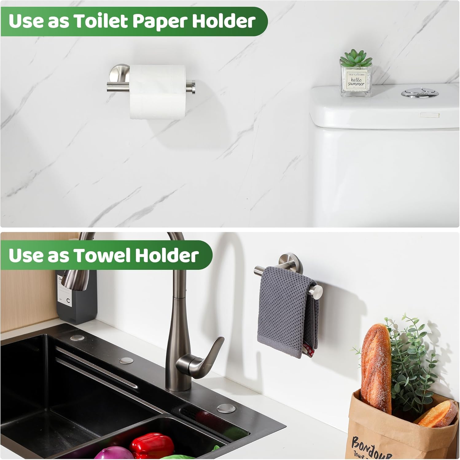 Thumbnail 3 de SAYAYO Porte-Papier Mural de Toilette EGX888-LS en Acier Inoxydable SUS304, Noir Mat
