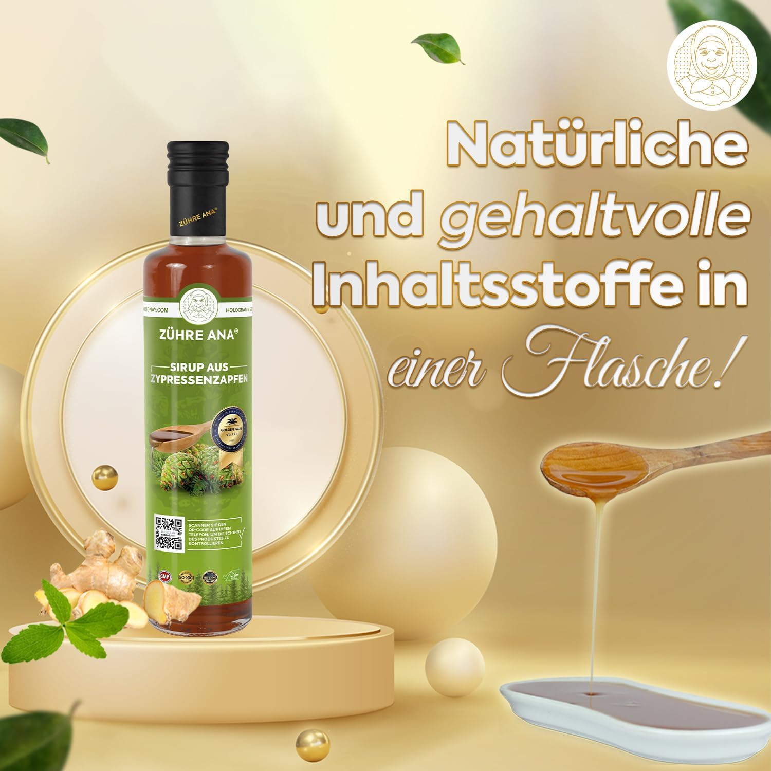 Detalle de Zühre Ana Zypressenzapfen‑Sirup 250 ml 🍶