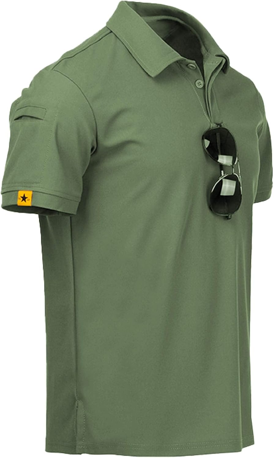 Detalle de ZITY Men's Polo Shirt Short Sleeve – Athletic Golf Polo with Tactical Features
