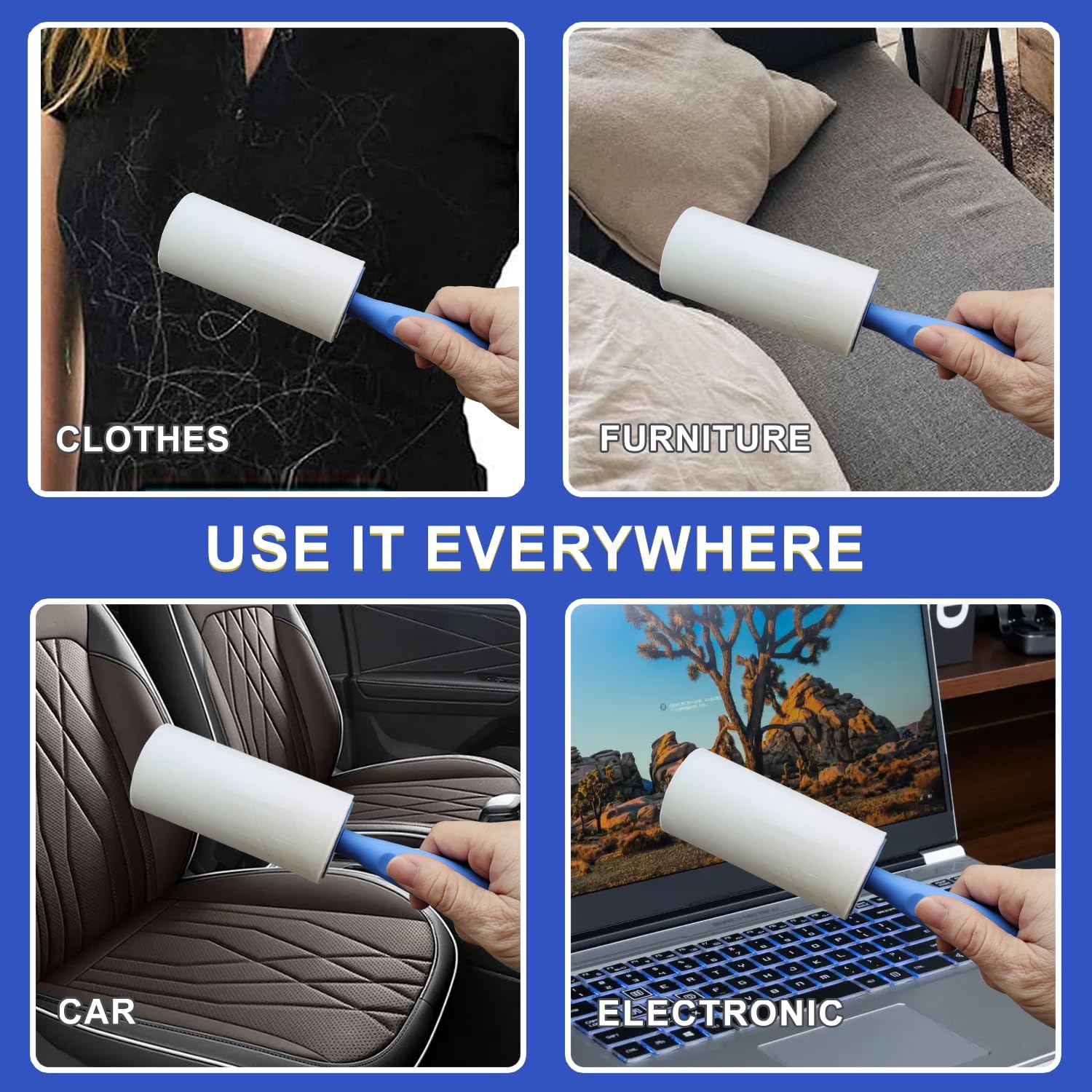 Detalle 2 de vantaly Lint Roller Set, 900 Adhesive Sheets, 3 Handles and 7 Refills