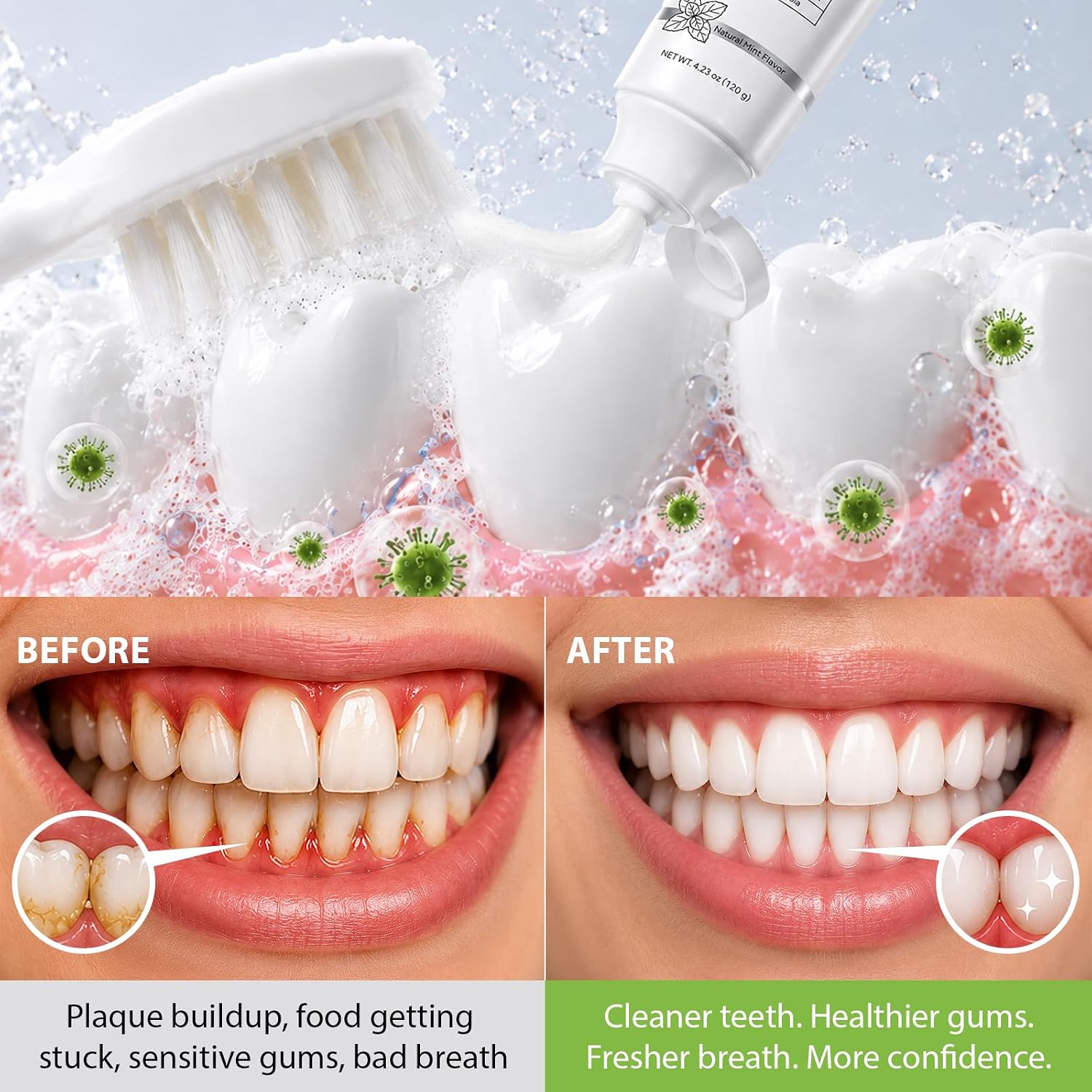 Detalle 2 de ussQinVM 10% Nano Hydroxyapatite Toothpaste, Fluoride-Free Mint, 2-Pack