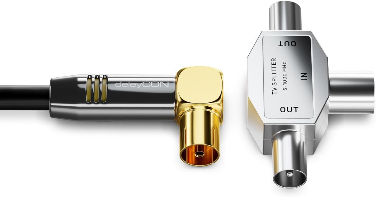 Thumbnail 2 de deleyCON Antennen-Verteiler T-Kupplung 2x Koax – 5–1000 MHz, silber