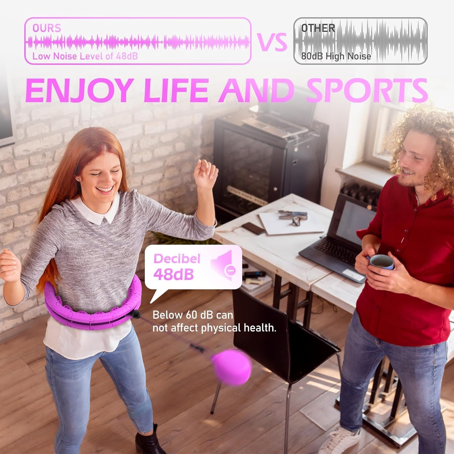 Thumbnail 4 de Weighted Hula Hoop for Adults (Plus Size) with 24 Detachable Links – Sweat Weight Ball