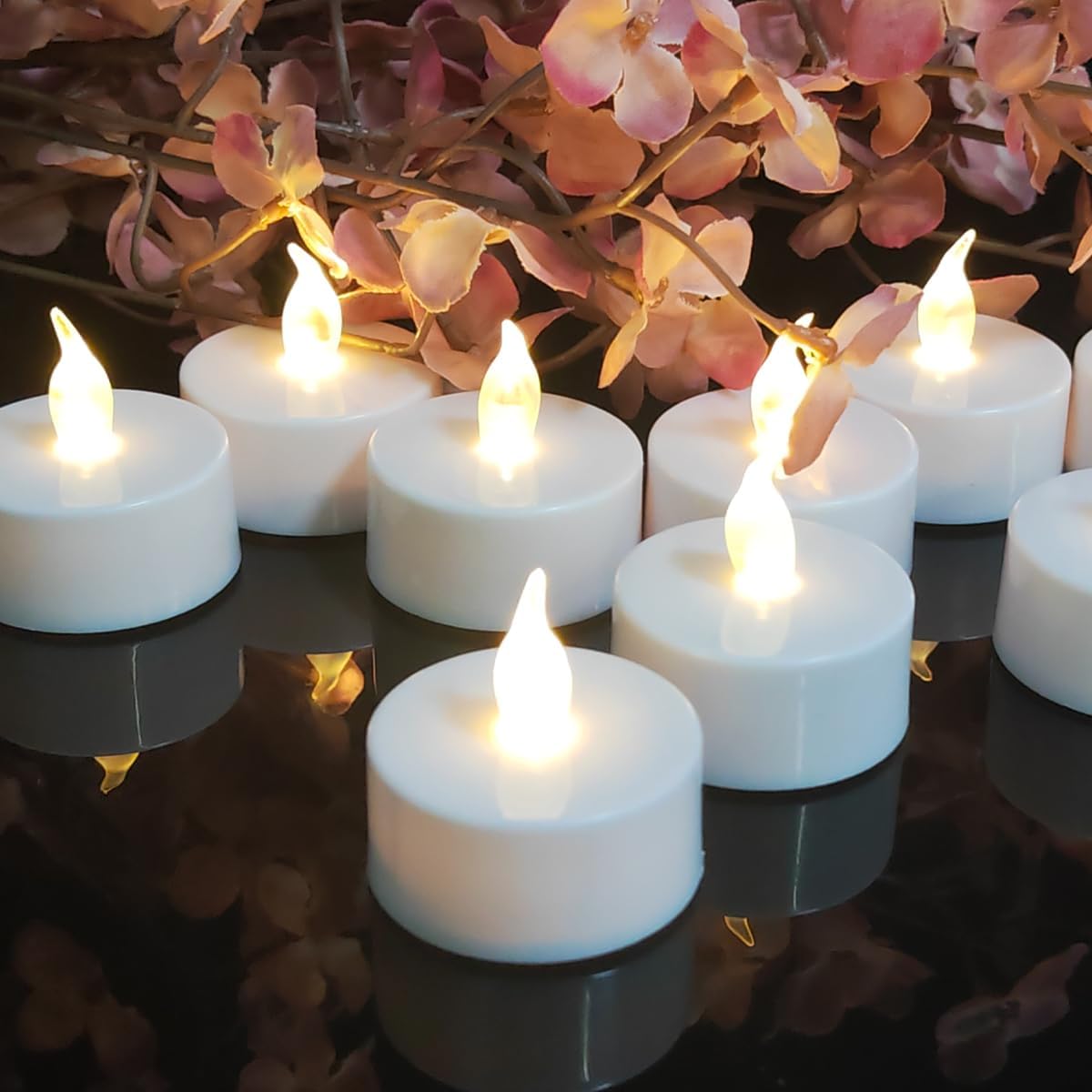 Thumbnail 6 de Jialine Battery Tea Lights (100 pack) – realistic flickering flameless LED tealights for events and home