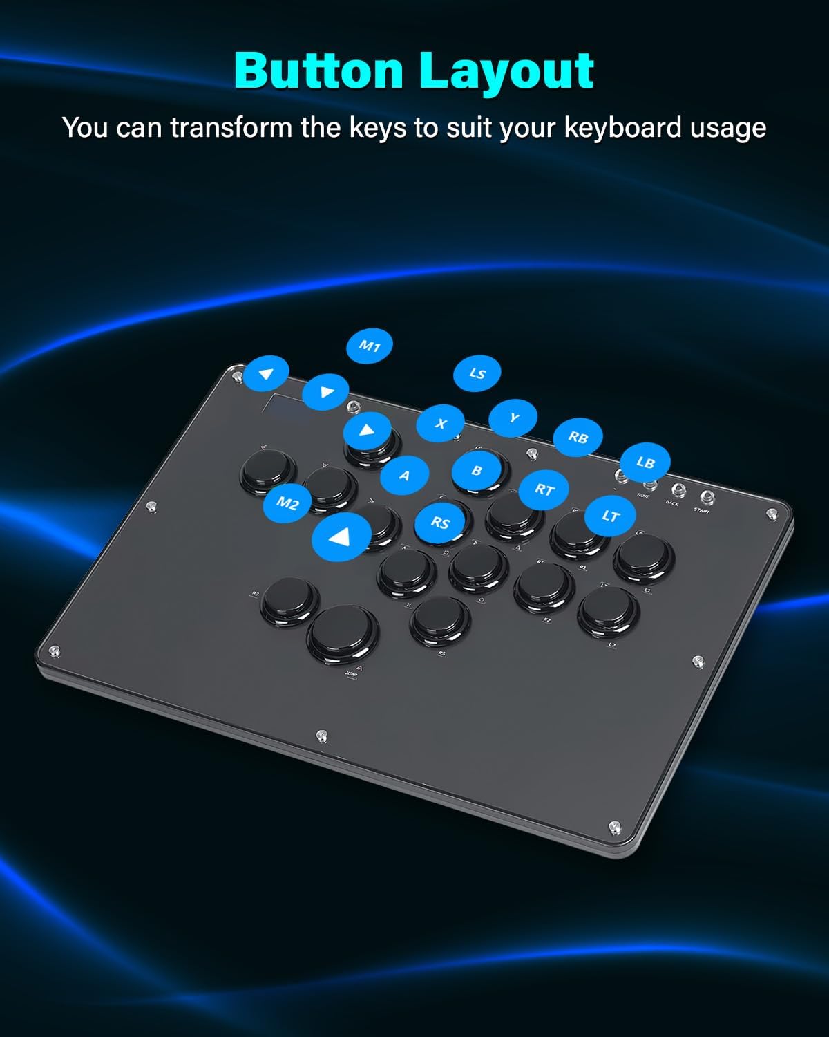 Detalle de Sehawei Arcade Stick U16 all-button fight stick with custom RGB, turbo & hot-swap for PC, PS3/PS4, Switch and more