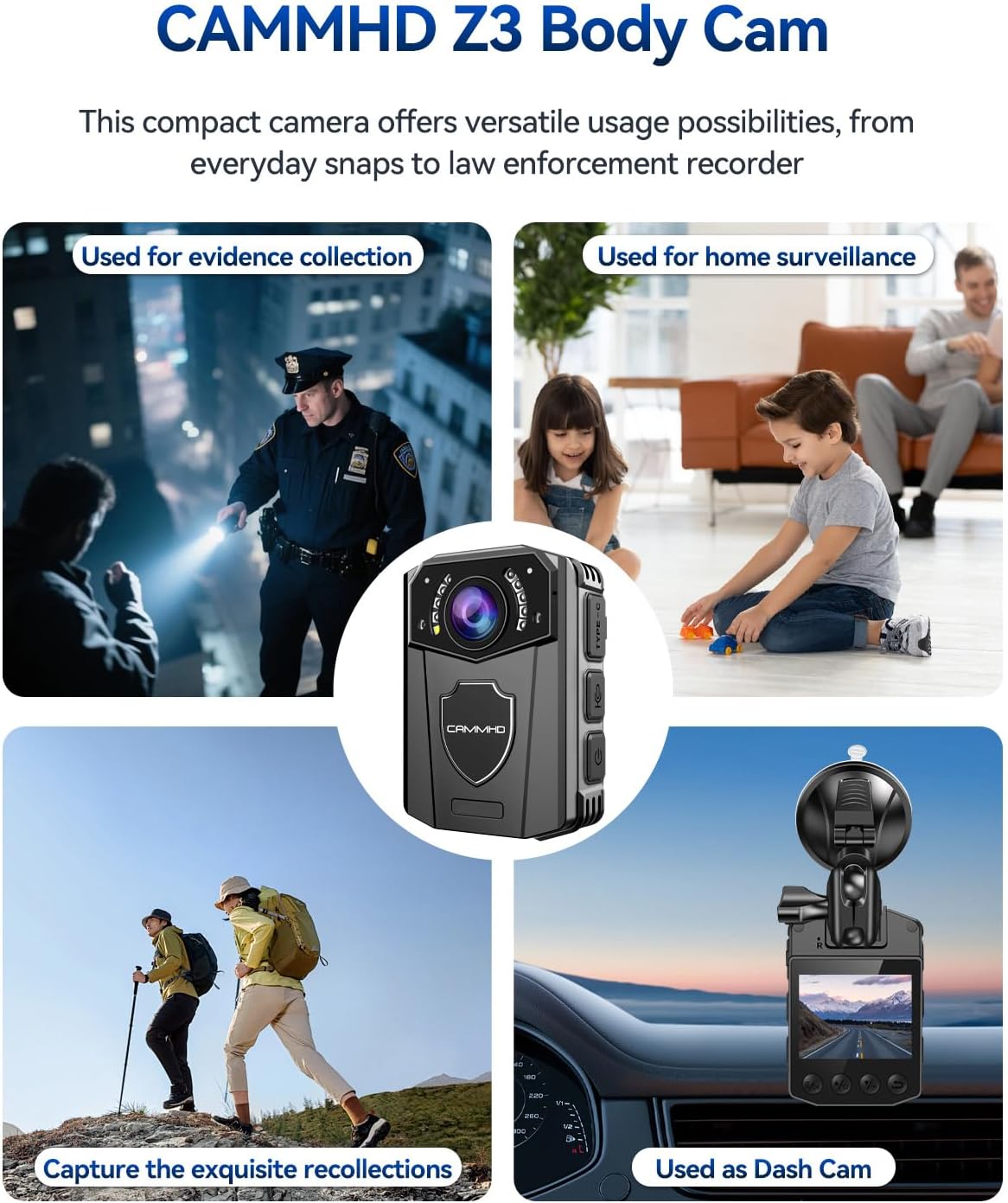 Thumbnail 3 de CAMMHD Z3-32G bodycam per forze dell’ordine: 1440P grandangolo 130° e visione notturna