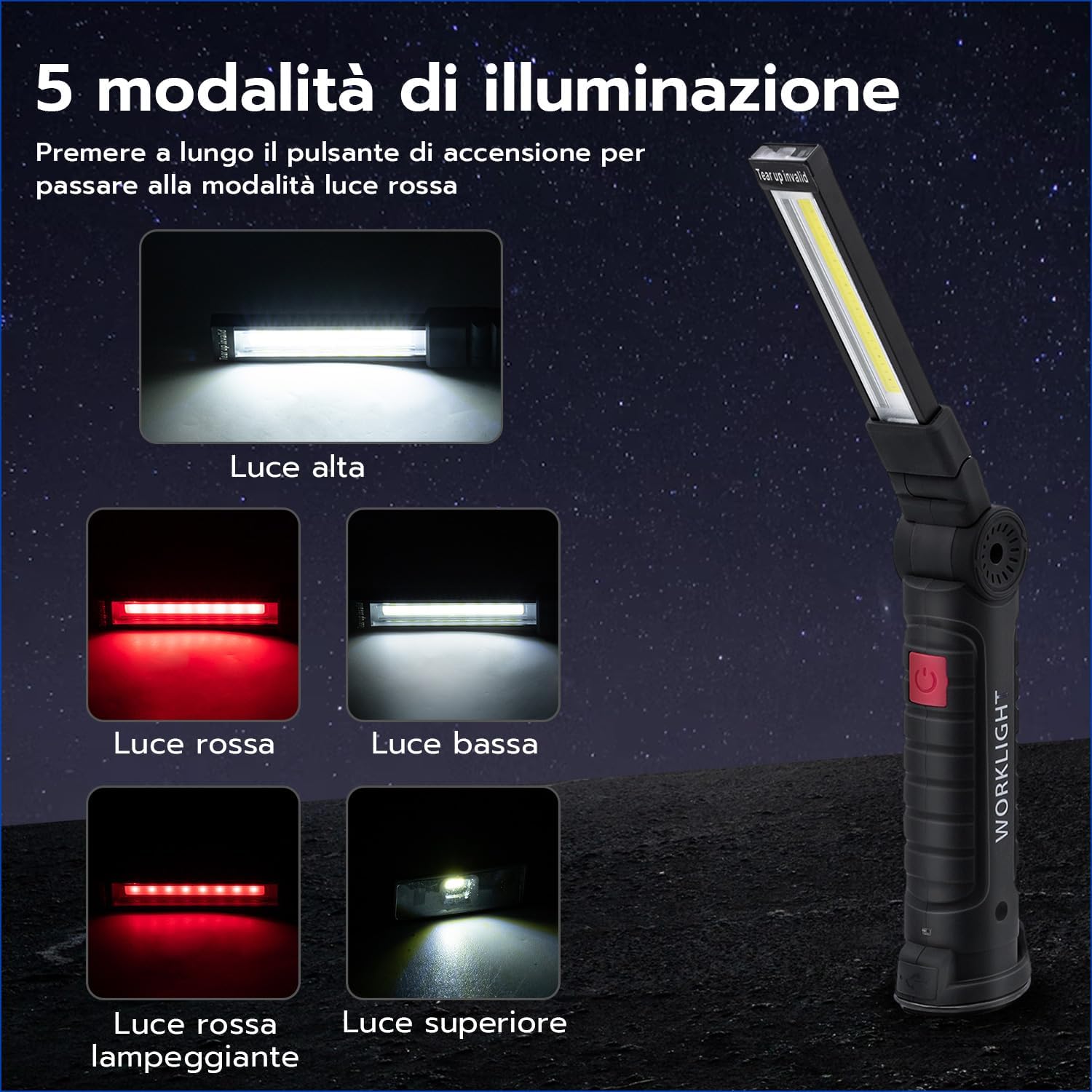 Thumbnail 2 de Wigearss Torcia magnetica ricaricabile LED COB 2 pezzi 🔦