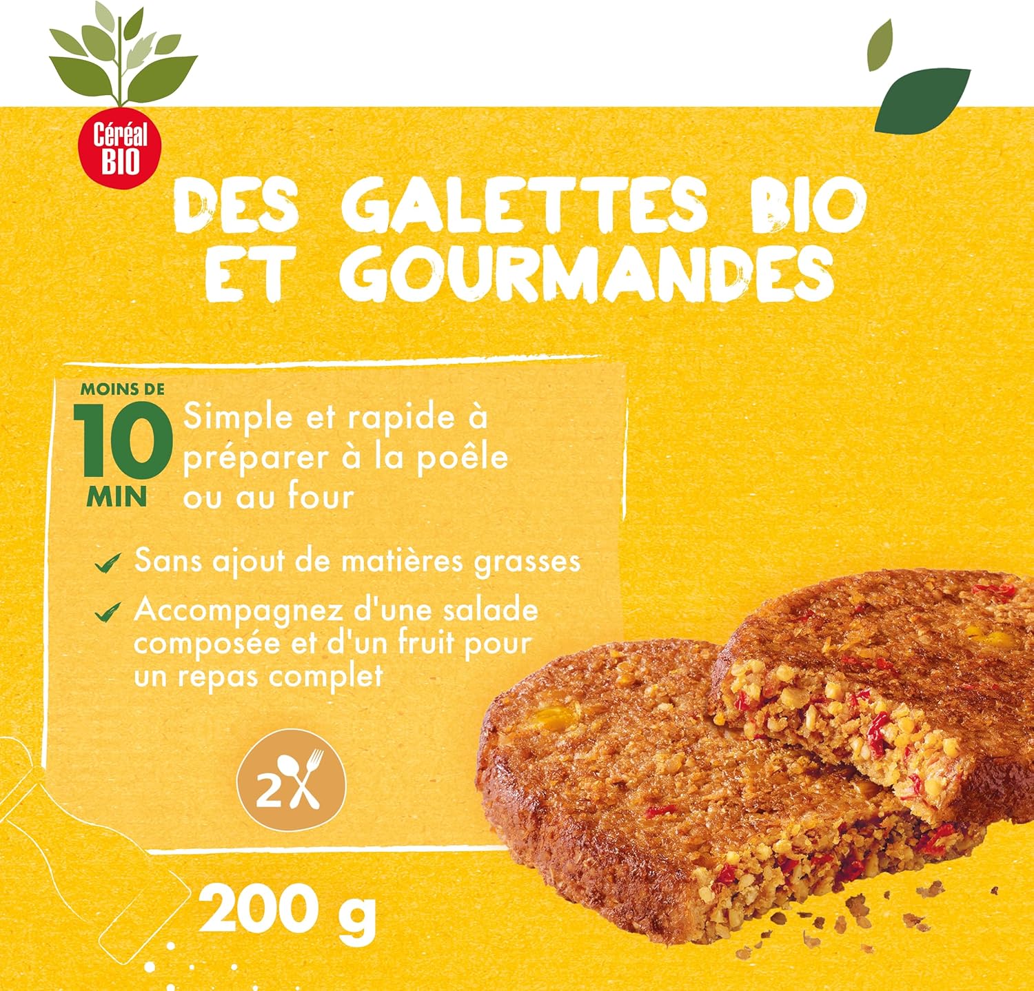 Detalle de CÉRÉAL BIO Galettes Boulgour & Quinoa à la Tomate Bio – Lot de 12, vegan et rapide