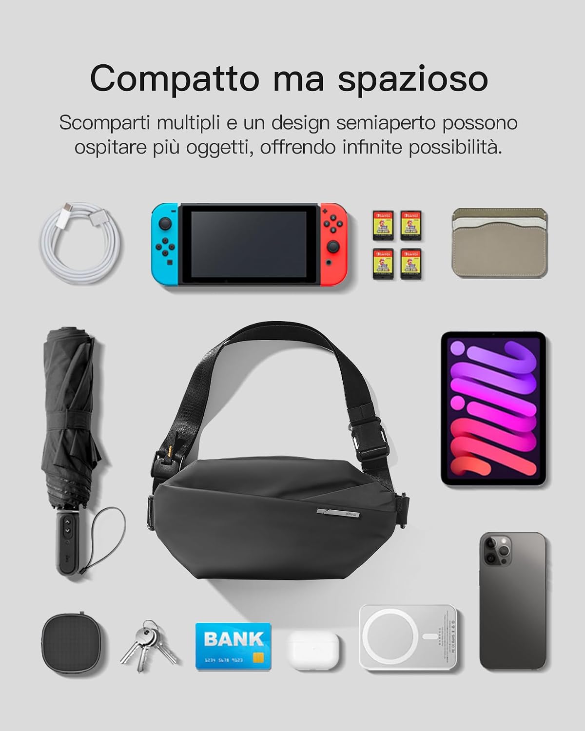 Thumbnail 4 de Inateck Sling Bag X borsa a tracolla resistente agli spruzzi