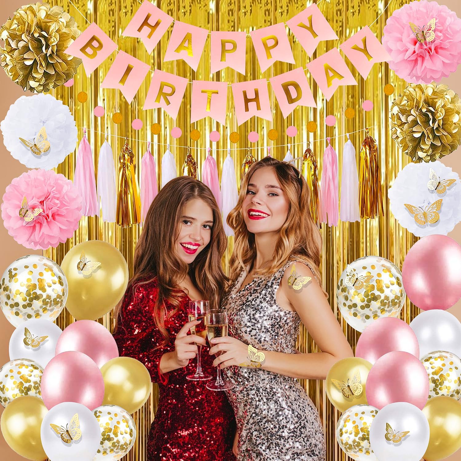 Detalle de Pink and Gold Birthday Party Decorations