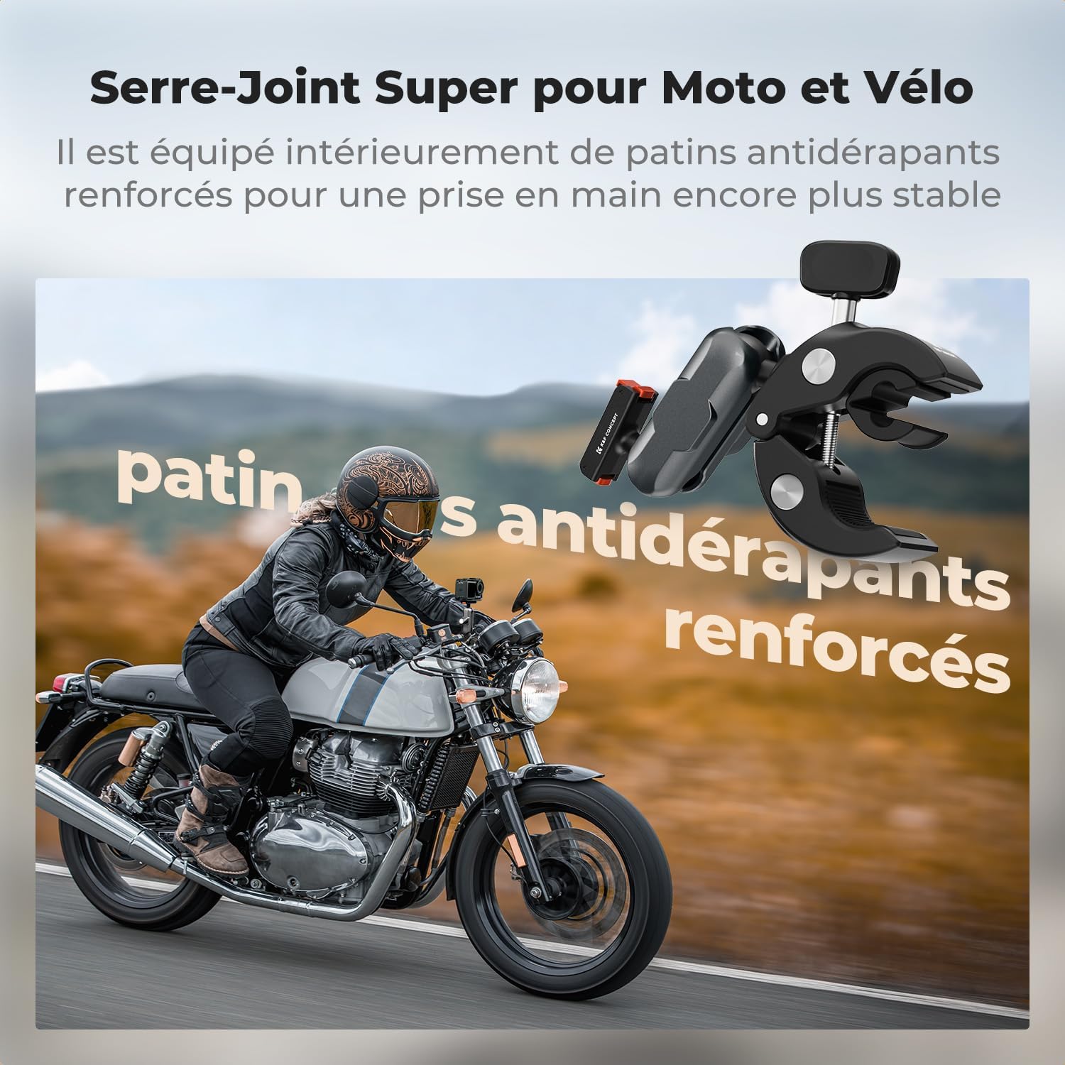 Thumbnail 3 de K&F CONCEPT Support Super Pince magnétique à dégagement rapide pour guidon (double rotule 360°) compatible Osmo Action