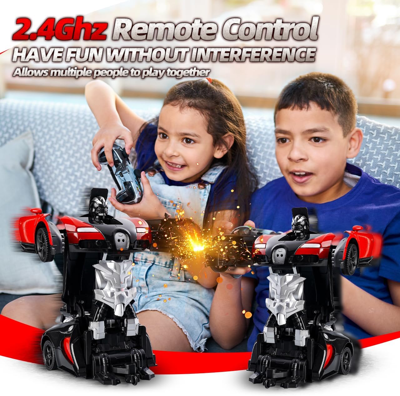 Thumbnail 4 de Daioller Ferngesteuertes Auto für Kinder – Umwandlung in Roboter, 360°-Rotation, Sprühnebel und LED-Licht