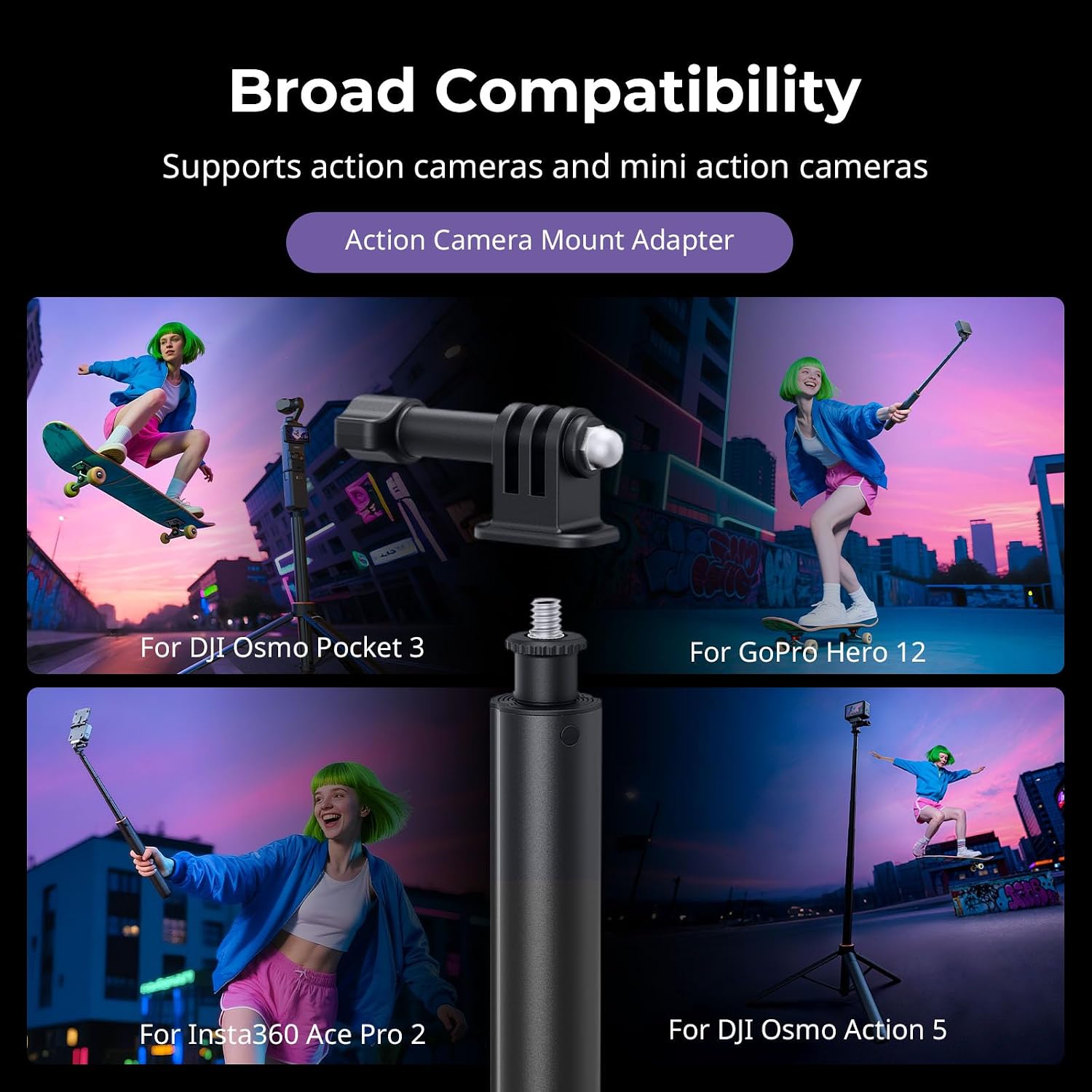 Detalle 1 de SMALLRIG 59" Selfie-Stativ (VT-08-5284) für GoPro, DJI Action und Insta360 X4/X5