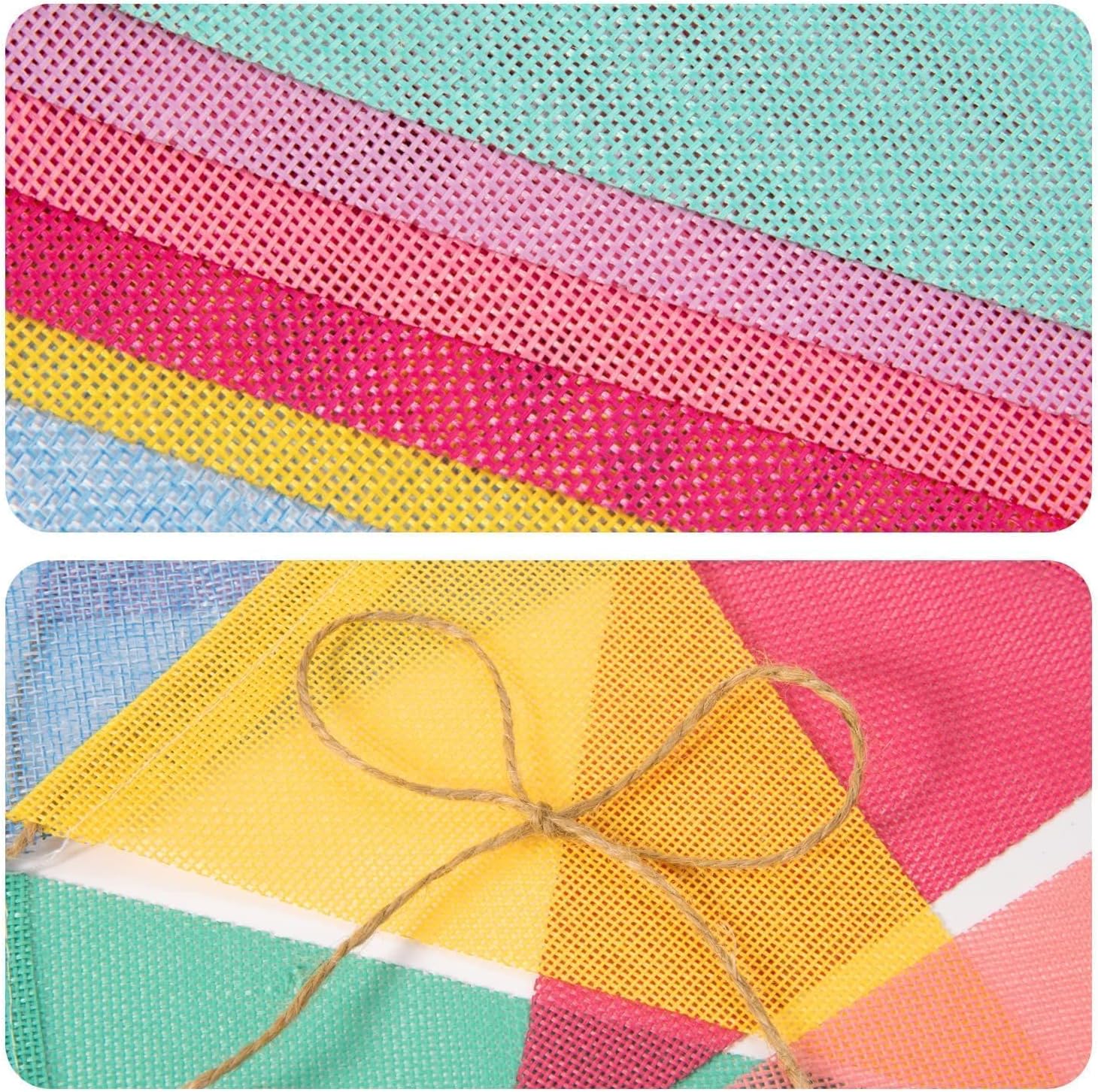 Detalle de Alintor Wimpelkette Outdoor wetterfest (5er-Set, 3,5 m, 60 Wimpel) für Regenbogen-Geburtstagsdeko