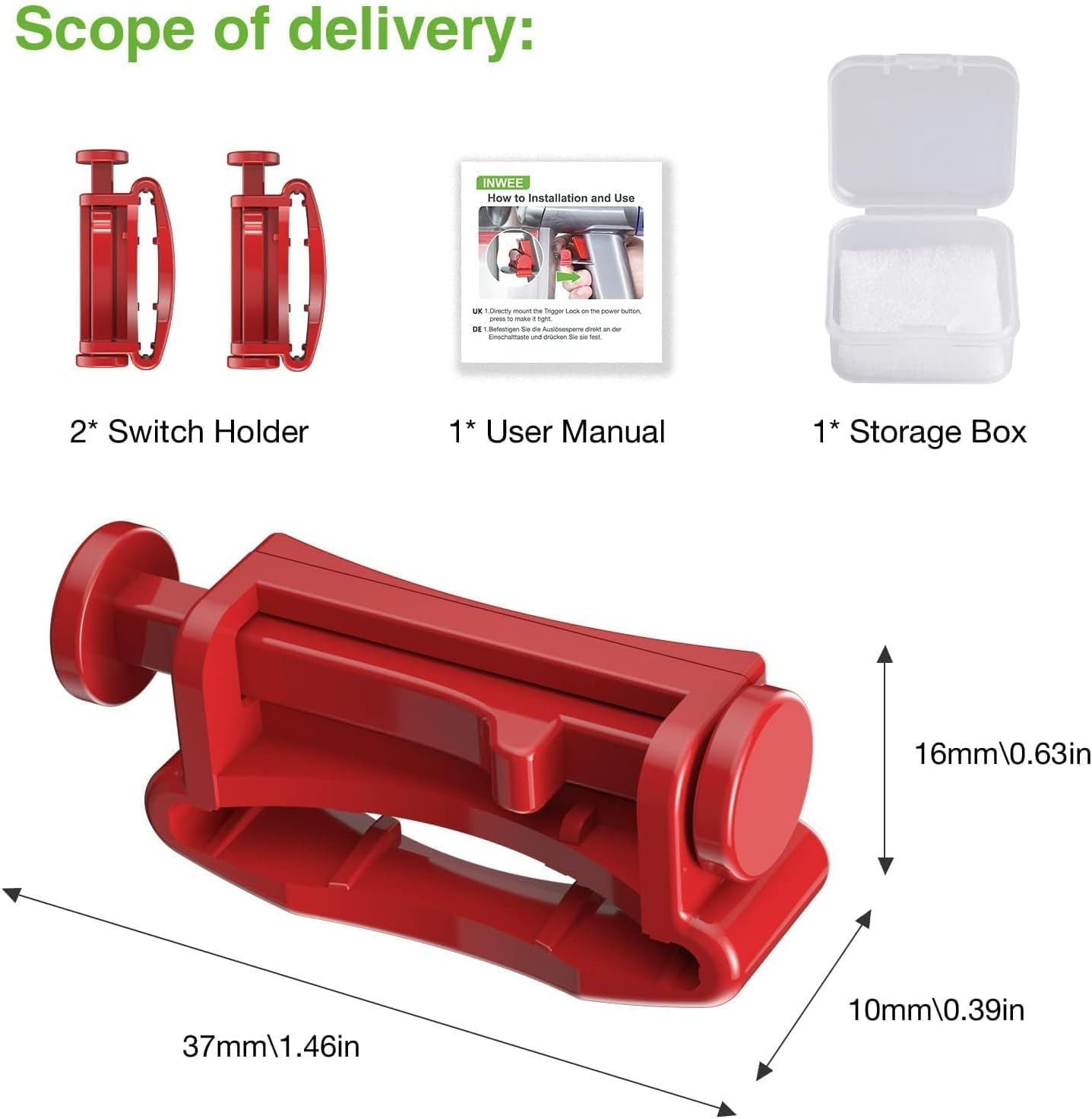 Thumbnail 6 de HK22J7087 Trigger Lock voor Dyson-stofzuigers, 2 stuks, rood ABS