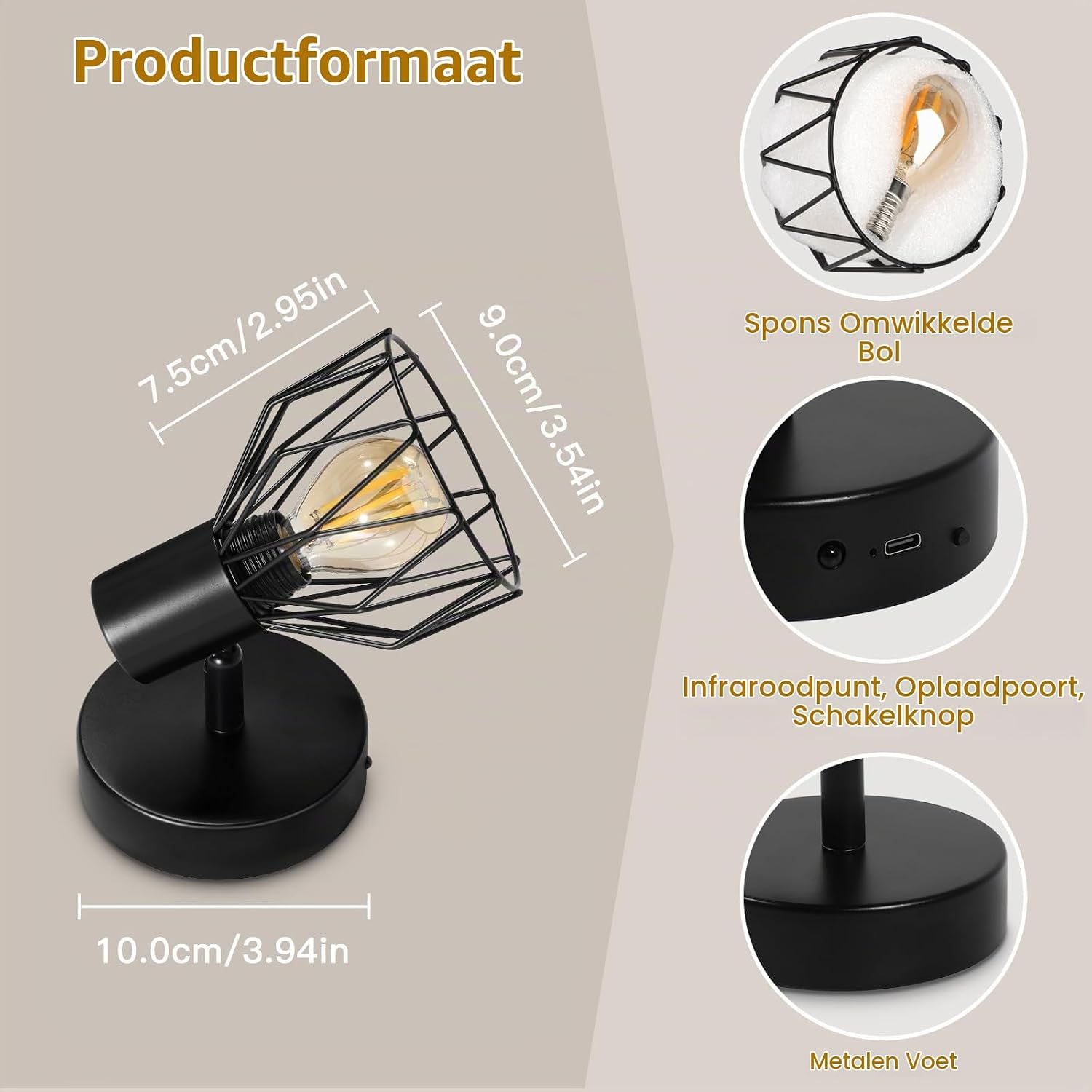Thumbnail 5 de Dehobo D0832 draadloze wandlampen, set van 2 met dimbare ledverlichting