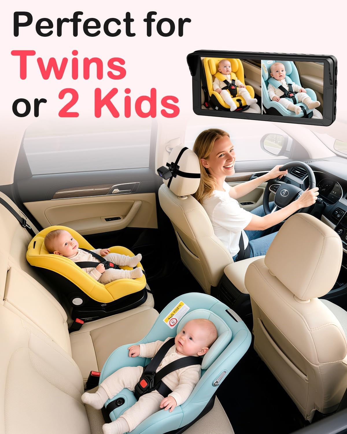 Thumbnail 1 de Rohent Dual Baby Car Camera (N20) with 6.9'' HD Split Screen for 2 Kids
