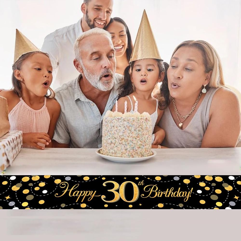 Thumbnail 4 de Tischläufer „Happy Birthday“ 30 schwarz-gold, 35x180 cm – 300D Oxford Stoff