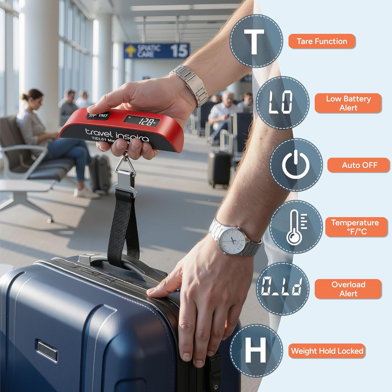 Detalle 2 de Travel Inspira Luggage Scale (110lb/50kg) with Unit Conversion, Temperature Readout & Auto Off