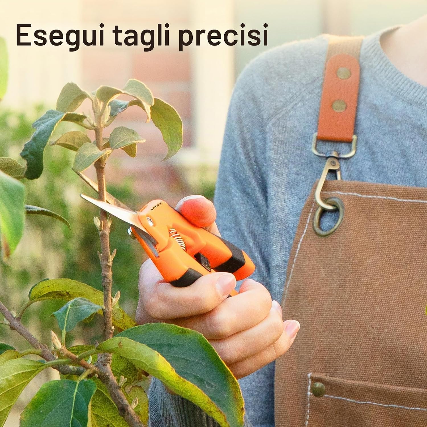 Detalle 2 de VIVOSUN confezione da 2 forbici da giardinaggio da 17 cm con manici ergonomici e rivestimento antiaderente