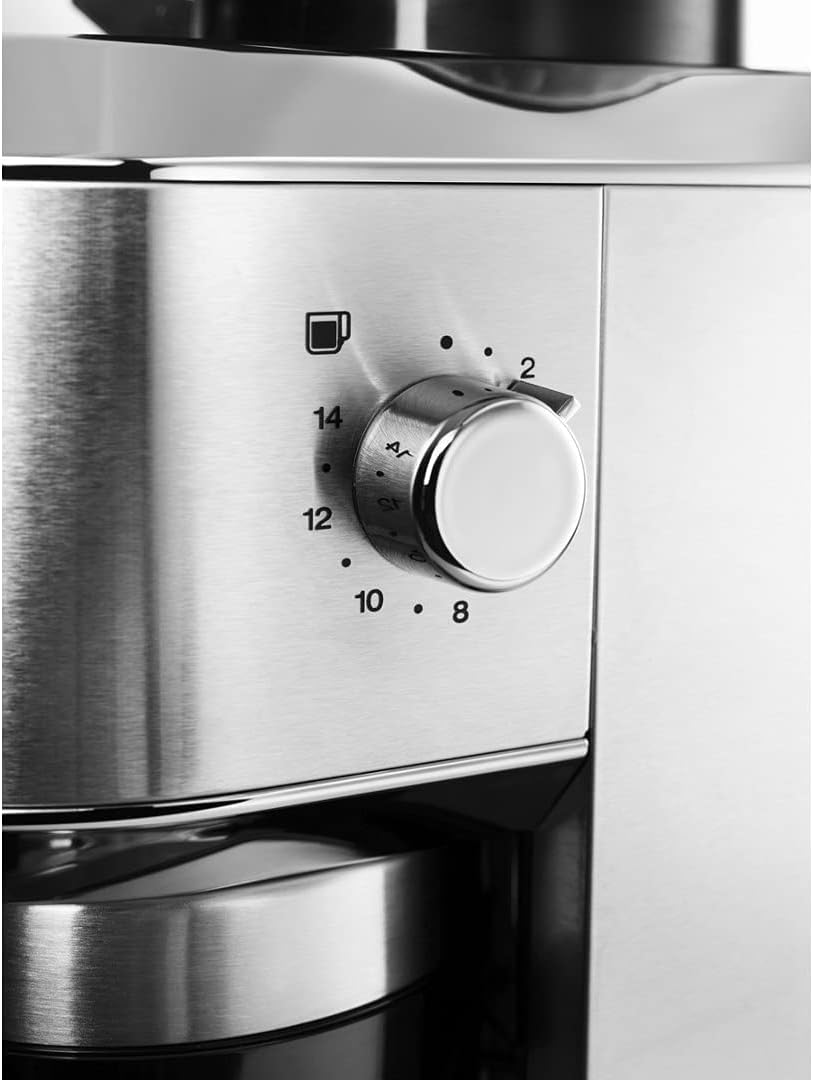 Detalle de De'Longhi Dedica KG 520.M Elektrische Kaffeemühle – Vollmetallgehäuse, Edelstahl Kegelmahlwerk