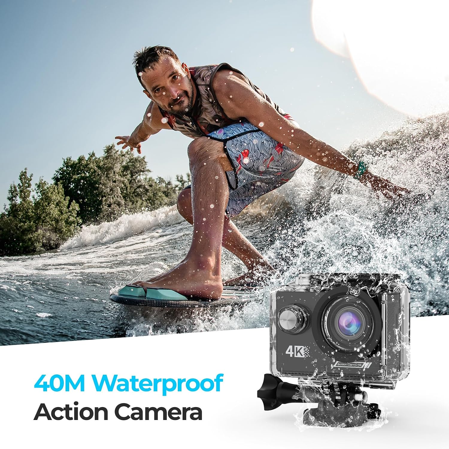 Detalle de Camlance Action Cam 4K 60 fps con scheda SD 64 GB e videocamera subacquea impermeabile 40 m