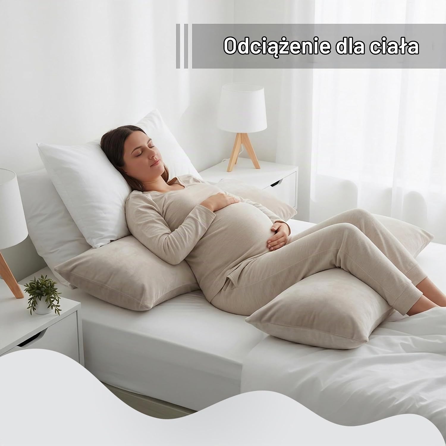 Detalle de Totsy Baby poduszka do spania na boku 40 × 145 cm, musztardowa, z poszewką