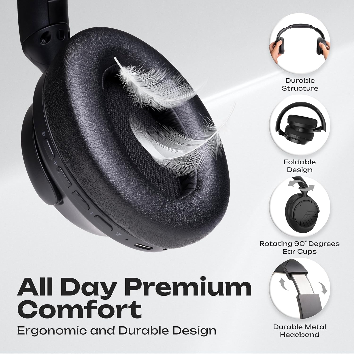 Detalle 2 de PowerLocus Active Noise Cancelling 70‑hour wireless headphones