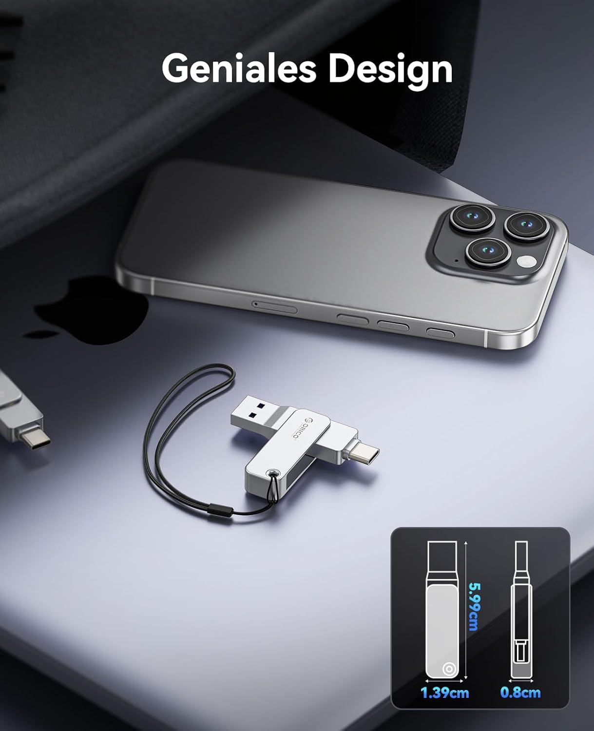 Thumbnail 6 de ORICO USB Stick 64GB USB 3.2 Gen 1 Dual USB‑A & USB‑C – kompaktes, solides Allround‑Laufwerk (EB05)