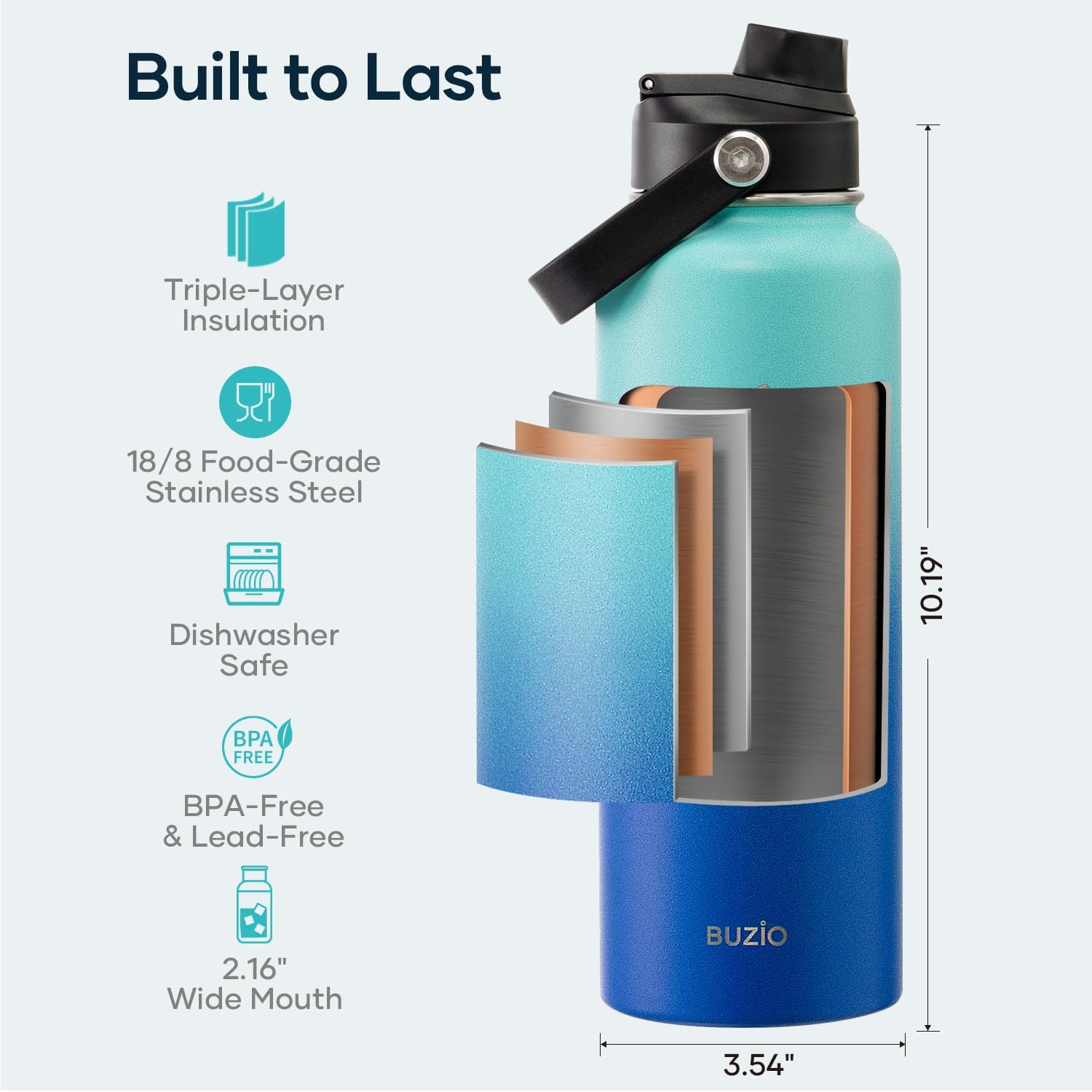 Detalle 2 de BUZIO insulated water bottle, 40 oz