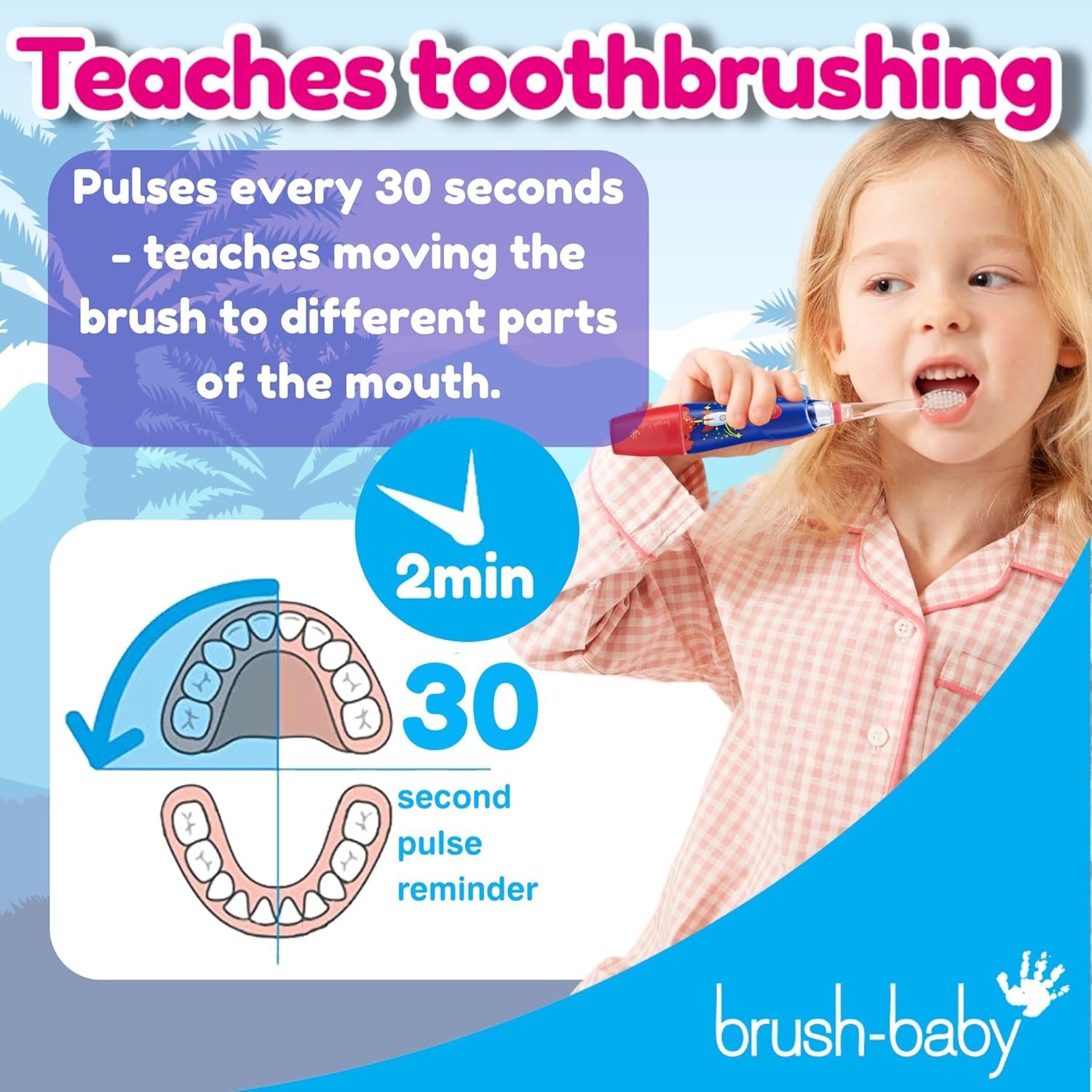 Thumbnail 6 de Brush-Baby Dinosaur KidzSonic Kids Electric Toothbrush (3+) with DeepClean bristles, disco lights & 2 replacement heads