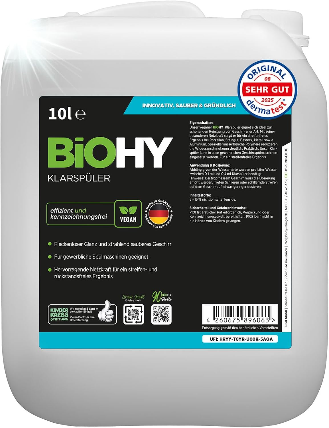 Detalle de BIOHY Naspoelmiddel, 10 liter geconcentreerd glansspoelmiddel