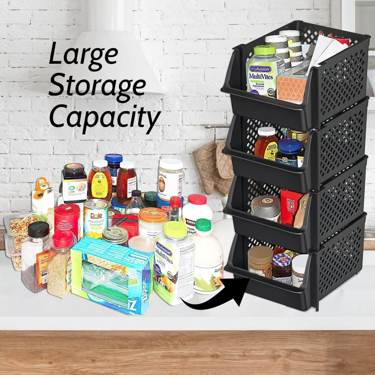 Thumbnail 2 de TidyFriend 4 Pack Stackable Storage Bins 11.5 x 14.5 x 7