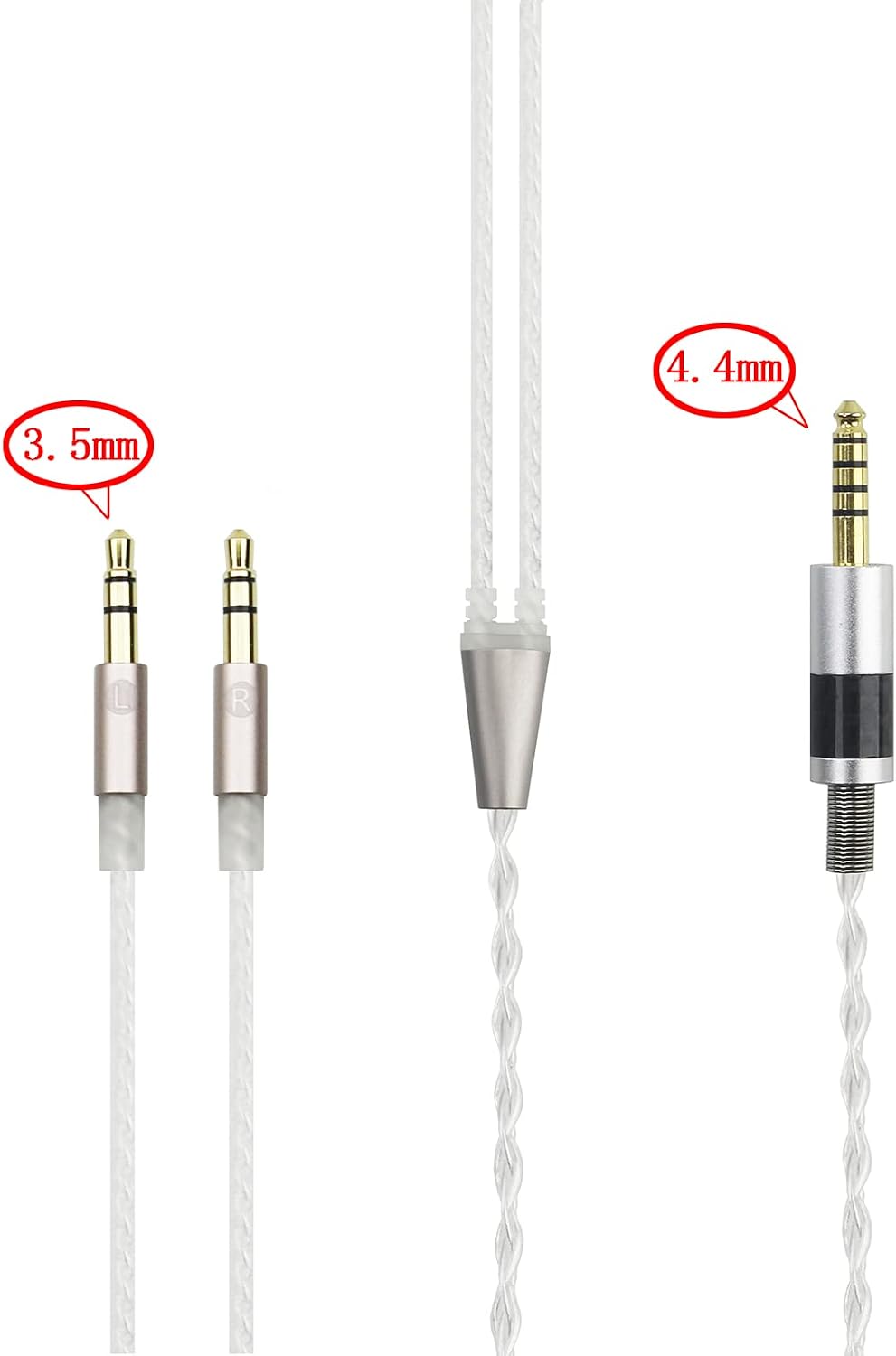 Thumbnail 1 de NewFantasia NF4.4PHT5PUSA 4.4mmバランスケーブル 6N OCC銀メッキ銅・デュアル3.5mm
