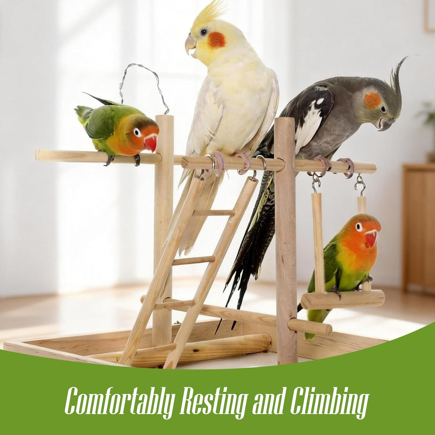 Detalle 2 de 4 Pack Bird Cage Ladder with Hanging Wooden Design – 3–6 Step Climbers for Parakeets, Parrots & More