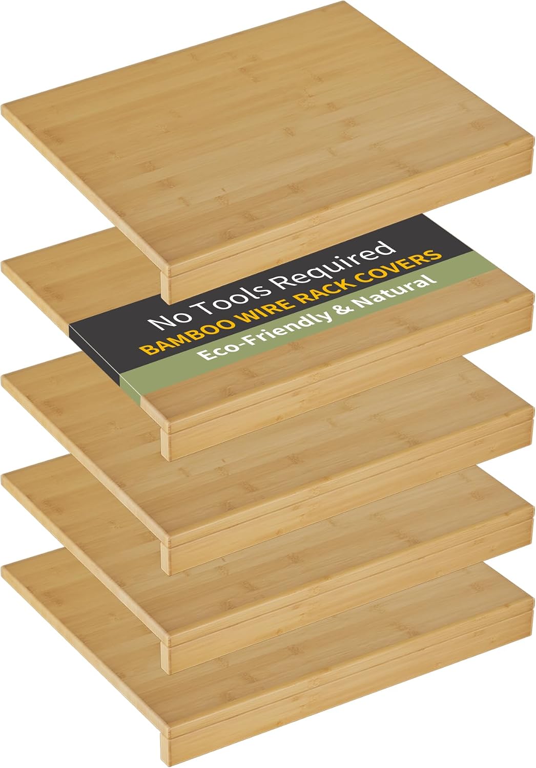 Detalle de ClimbHope Bamboo Wire Shelf Covers (5pcs, 30" W x 16" D, Natural)