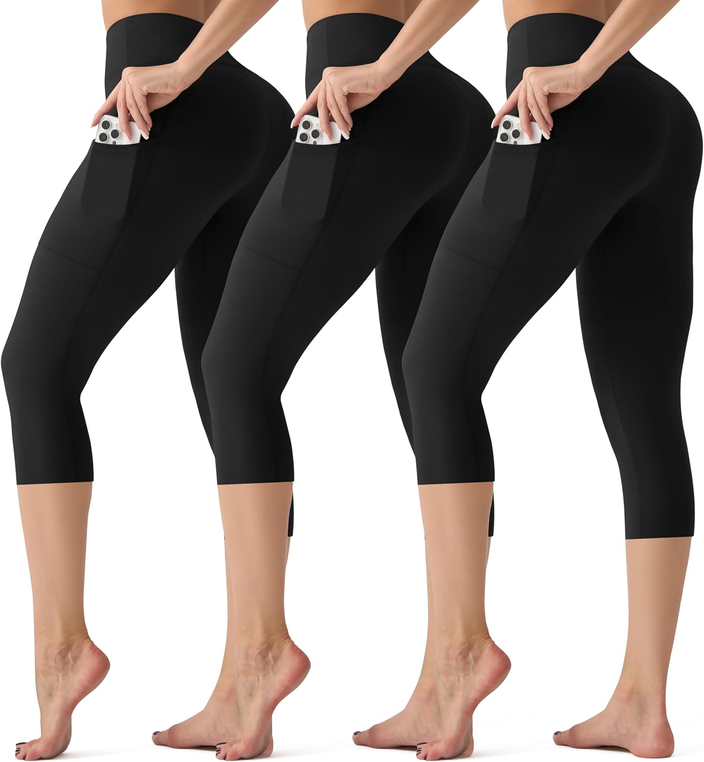 Detalle de GYMGUN 3 Pack Leggings with Pockets for Women: High-Waisted, Tummy Control, Reg & Plus Size