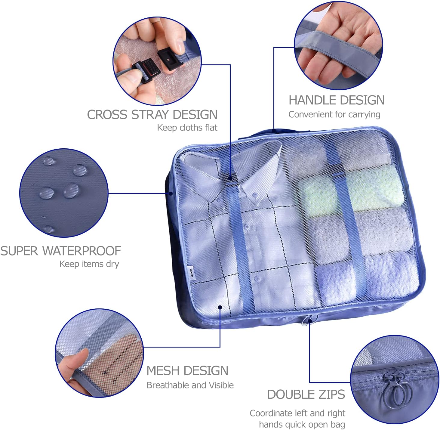 Thumbnail 2 de BillyBath Koffer Organizer Set – 8-teiliges Packing Cubes Reise-Organizer Set Navy
